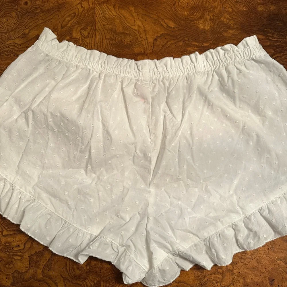 Colsie Blue Lace Bralette and White Ruffle Short Set L - Picture 6 of 9